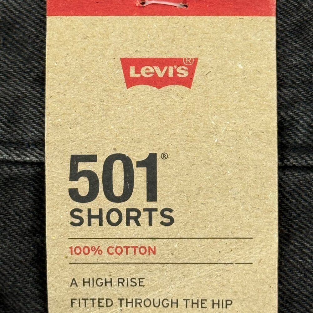 Levi's 501 Women's Frayed Hem Button Fly High Rise Black Denim Shorts Sz‎ 26 NWT - Picture 5 of 11